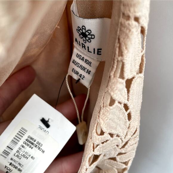 AIRLIE NWT Isolla Blush Lace Midi Strappy Halter Dress // 10 - Picture 9 of 13